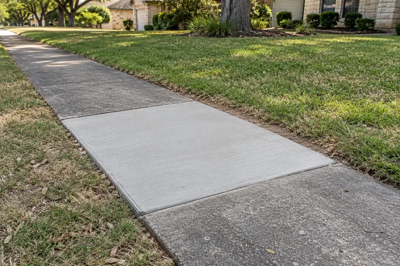 Freshly replaced panel set between older sidewalk panels