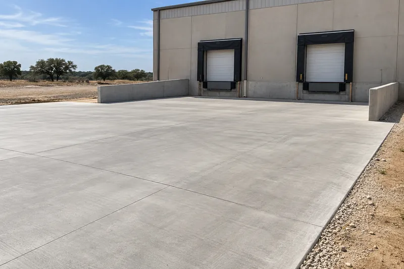 Concrete truck court and drive aisle at a warehouse loading dock